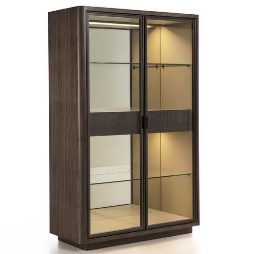 Contemporary display case - VE50 DAFNE - CARPANELLI - smoked glass / wooden / illuminated