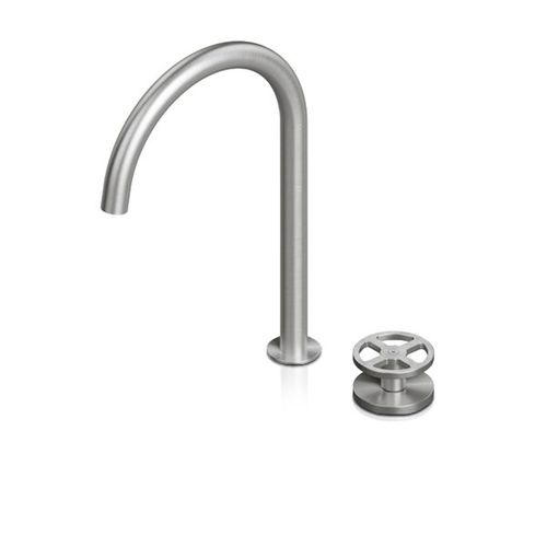 Washbasin mixer tap - QTH-2051 + QDS-0600 - Blu Bathworks - countertop / stainless steel / bathroom
