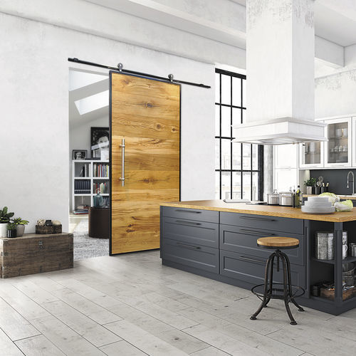 Interior door - COURCHEVEL - Proboporte - wood veneer / natural oak / sliding
