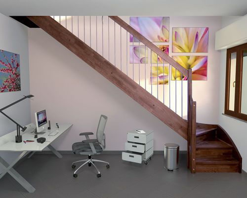 Quarter-turn staircase - TULIPANO H  - New Living srl - wooden step / wooden frame / contemporary