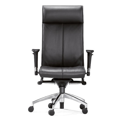 Contemporary executive chair - DUKE - Caray collectivites - leather / polished aluminum / with reclining back