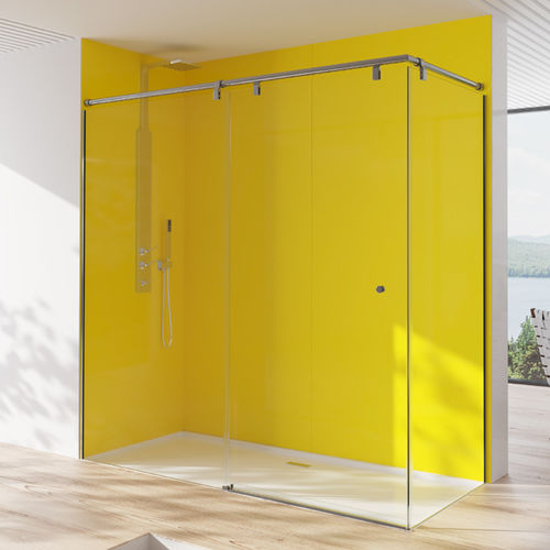 Sliding shower screen - ANNA LOUIS + ANNA MINA - Lasser, S.A. - corner / tempered glass