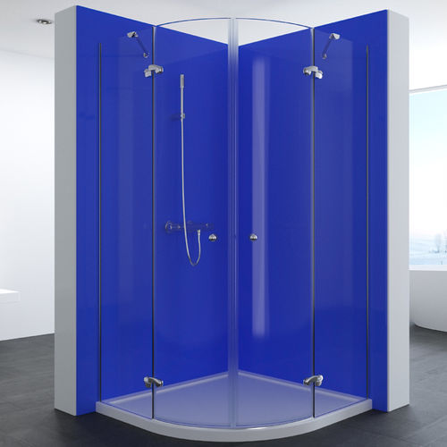 Swing shower screen - ONA PURPLE - Lasser, S.A. - semicircular / corner / tempered glass