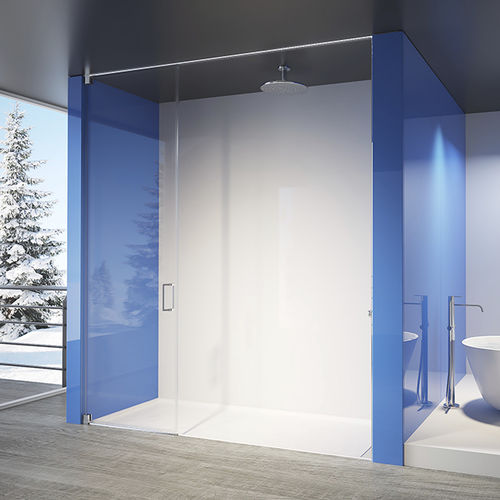 Swing shower screen - ALBA: MACKAY - Lasser, S.A. - for alcoves / tempered glass