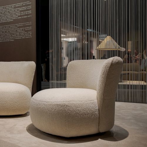 Design armchair - DUNE - ART NOVA - fabric / wooden / beige