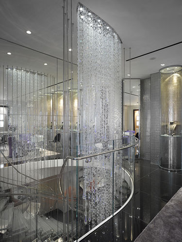 Contemporary chandelier - SPARKLING CASCADE - LASVIT - crystal / blown glass / stainless steel