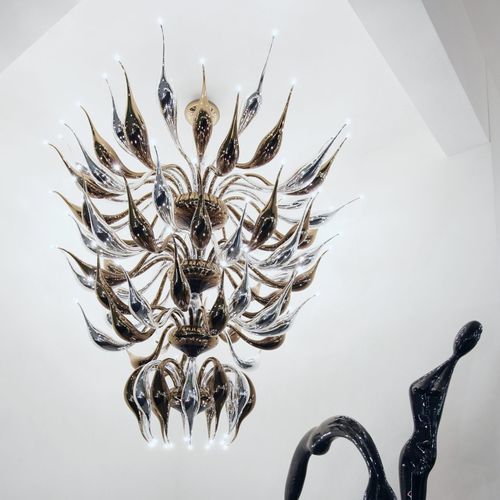 Contemporary chandelier - Custom Made Chandelier - LU Murano - blown glass / commercial / with lamp shades
