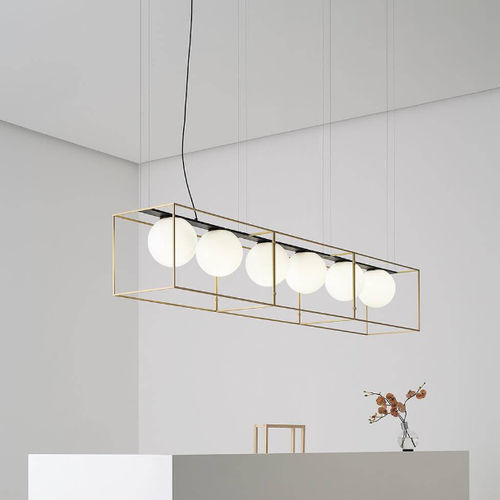 Pendant lamp - MULTIPLO - Vesoi - brass / iron / blown glass