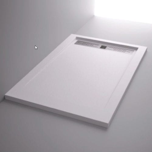 Rectangular shower base - Stone texture - HISPABAÑO - above floor / resin / custom-made