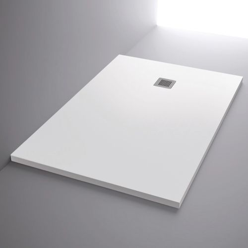 Rectangular shower base - Smooth texture - HISPABAÑO - above floor / resin / custom-made
