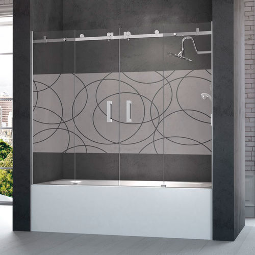 Sliding bath screen - 654 - HISPABAÑO - fixed / tempered glass / 4 panels