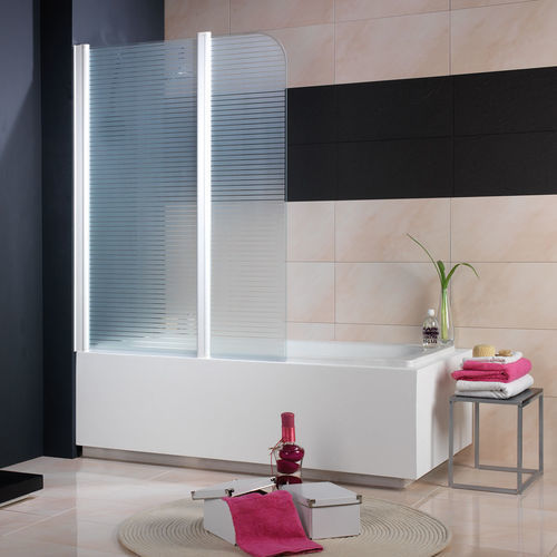Folding bath screen - 3052 - HISPABAÑO - left hand / 2 panels / silk-screened glass