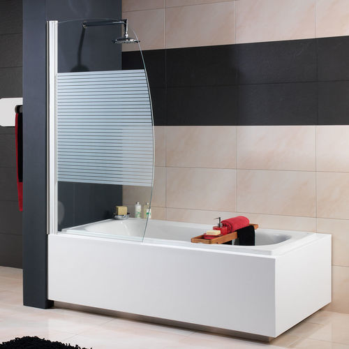 Pivoting bath screen - 3055 - HISPABAÑO - tempered glass / 1 panel / silk-screened glass
