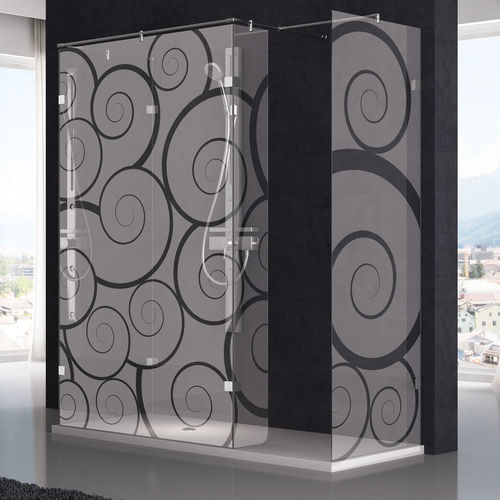 Fixed shower screen - 704 - HISPABAÑO - corner / tempered glass / silk-screened glass