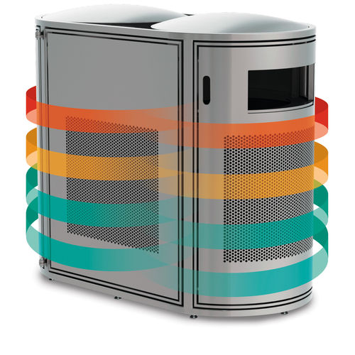 Public trash can - VS RELAY - Victor Stanley - recycling / steel / hooded