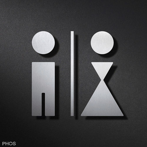 Stainless steel door pictogram - P0201 - PHOS Design GmbH - orientation / handrail / for sanitary facilities