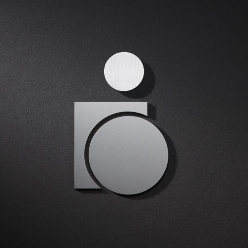 Stainless steel door pictogram - P0501 - PHOS Design GmbH - orientation / handrail / for sanitary facilities