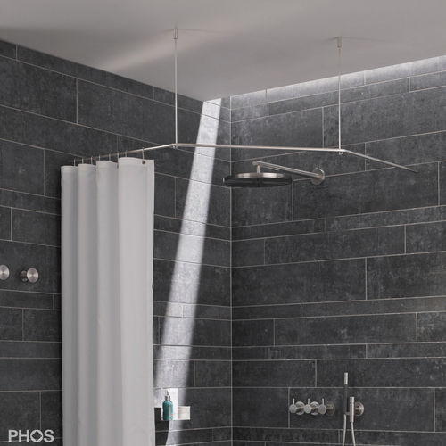 Brushed stainless steel shower curtain bar - DSFE800 - PHOS Design GmbH - corner