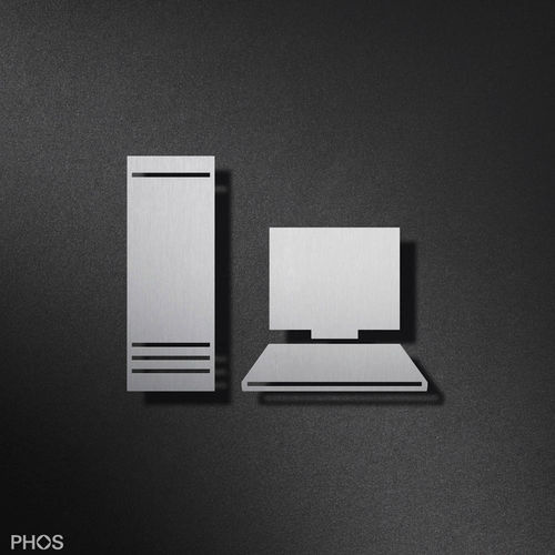 Wall-mounted signage plate - P5301  - PHOS Design GmbH - stainless steel / for workspace