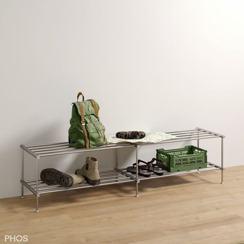 Modern shoe rack - SR1200-2 - PHOS Design GmbH - free-standing / stainless steel / custom