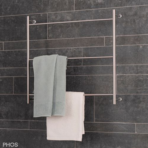 Ladder towel rack - HTL18-600W - PHOS Design GmbH - 3-bar / wall-mounted / brushed stainless steel