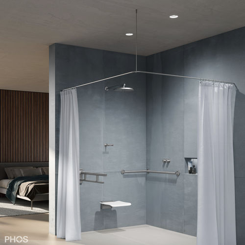 Brushed stainless steel shower curtain bar - DSE1000 - PHOS Design GmbH - corner / L-shaped