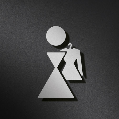 Orientation door pictogram - P1401 - PHOS Design GmbH - walk-in / brushed stainless steel / satin stainless steel