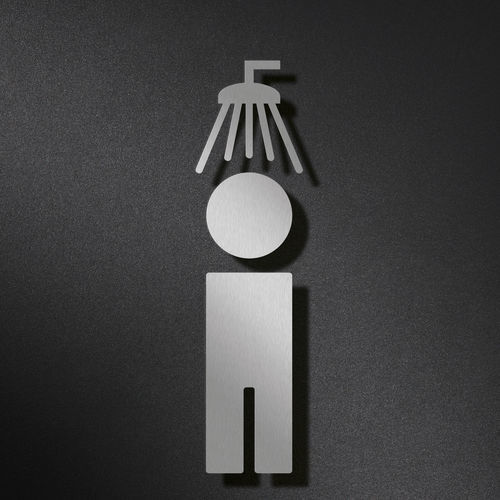 Orientation door pictogram - P2001 - PHOS Design GmbH - walk-in / brushed stainless steel / satin stainless steel