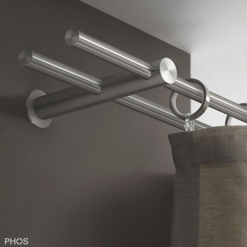 Brushed stainless steel curtain rod - VS20-140D1200 - PHOS Design GmbH - manual / custom / wall-mounted