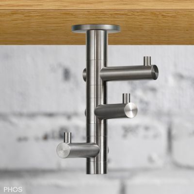 Contemporary coat hook - GH2HD - PHOS Design GmbH - stainless steel / brushed stainless steel / quadruple