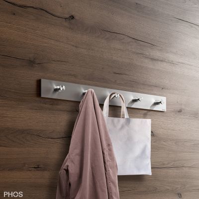 Contemporary coat hook - HL5 - PHOS Design GmbH - brushed stainless steel / multiple / commercial