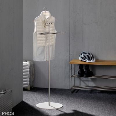 Floor-mounted valet stand - GSDSB: Stainless Steel Valet Stand With Round Base (colors available) – SILENT BERT and SILENT BILL - PHOS Design GmbH - stainless steel / contemporary