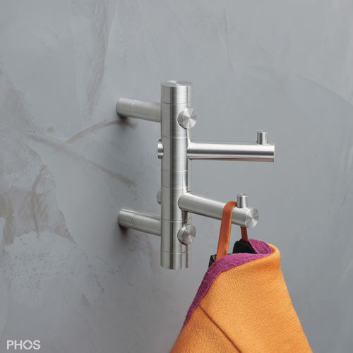 Minimalist design coat hook - GH2 - PHOS Design GmbH - satin stainless steel / stainless steel / double