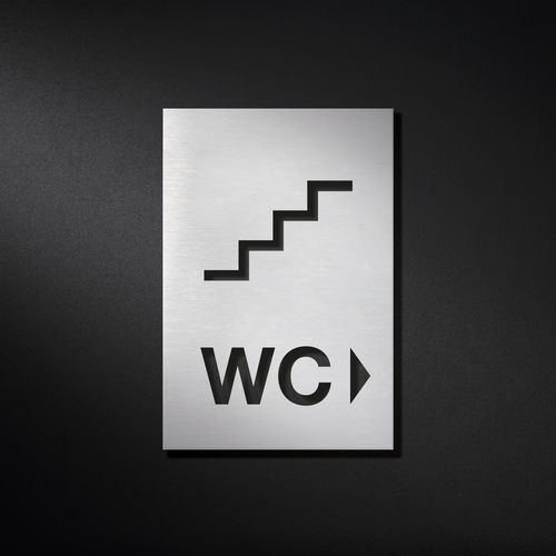 Stainless steel door pictogram - PS3204 - PHOS Design GmbH - orientation / for sanitary facilities