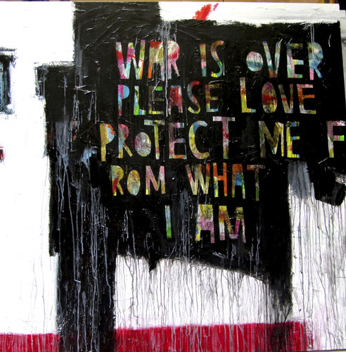Acrylic decorative painting - WAR IS OVER - ICI ET LA - abstract / street art / for hotel