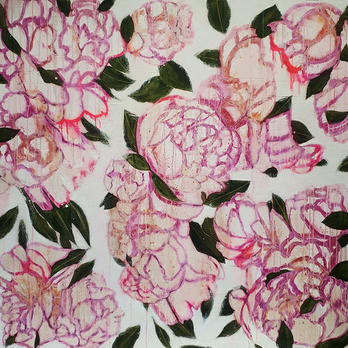 Canvas decorative painting - ICI ET LA - oil painting / combi / floral motif