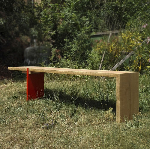 Contemporary table - OAK MEETS ORANGE  - ICI ET LA - oak / glossy lacquered wood base / rectangular