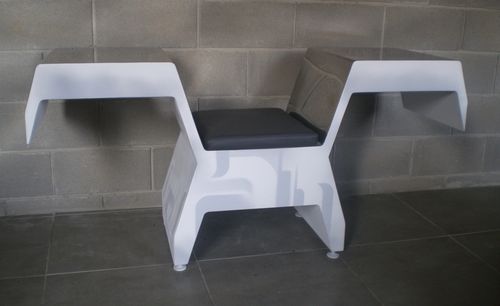 Original design chair - INVADER_GRAF  - ICI ET LA - indoor / leather / lacquered steel