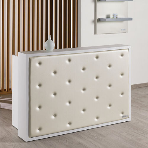 Laminate reception desk - MILLENNIUM - Salon Ambience - leather / Plexiglas® / illuminated