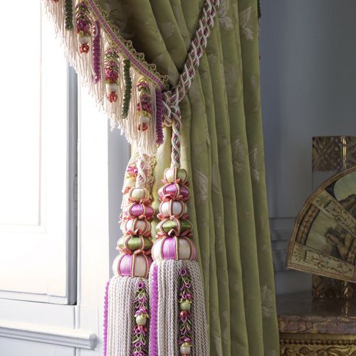 Curtain fabric - FLORIS - Houles - floral pattern / damask / cotton
