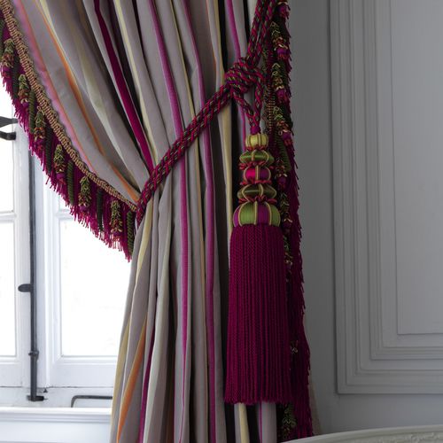 Upholstery fabric - FONTENAY - Houles - for curtain / striped / cotton