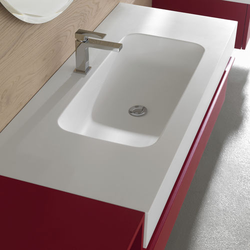 Built-in washbasin - ENIGMA - COMPAB - Corian® / with mixer tap / rectangular