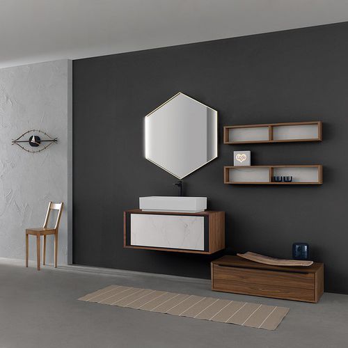Wall-hung washbasin cabinet - 41 A/B / 44 A/B / 46 / 48 / 50 A/B / 51 A/B / 55 - COMPAB - walnut / contemporary / with drawers