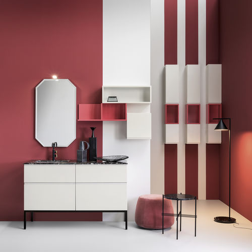 Free-standing washbasin cabinet - BG39 A/B - COMPAB - wooden / marble / contemporary