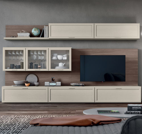 Contemporary TV wall unit - GA0008 - Maronese - lacquered wood / oak