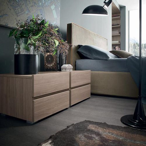 Contemporary bedside table - BETA - Maronese - lacquered wood / ash / melamine