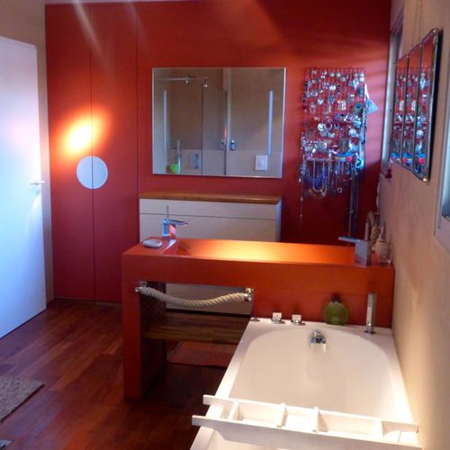 Free-standing washbasin cabinet - DOUBLE PENTE - BALIAN BETON Atelier - cement / contemporary