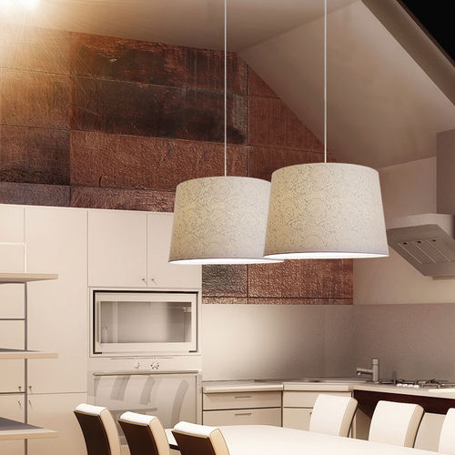 Pendant lamp - ANDREA - EL TORRENT IL.LUMINACIO - chromed metal / fabric / contemporary