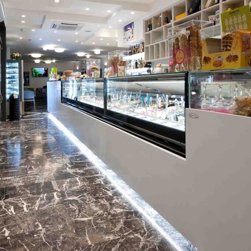 Counter refrigerated display case - MAGNUM - Frigomeccanica - for shop / stainless steel / with door