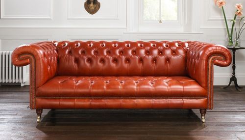 Chesterfield sofa - SANDRINGHAM - distinctive chesterfields - leather / red / 2-person